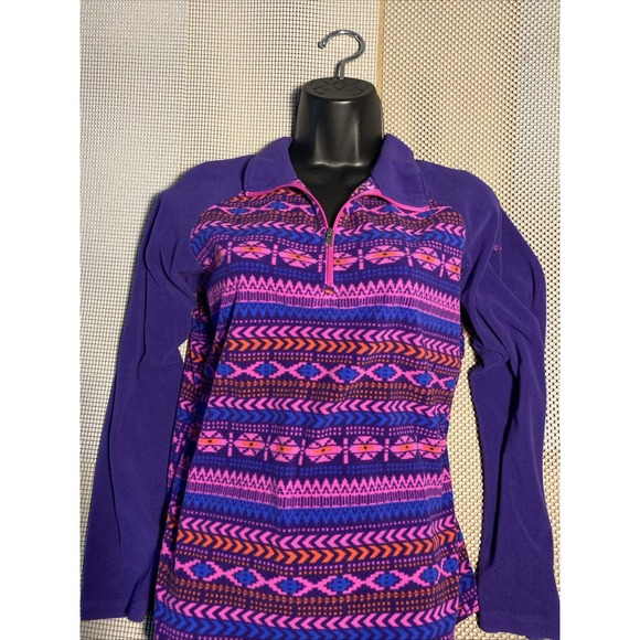 Columbia Girls Pullover‎ Fleece Pink Purple Abstract Girls XL - Picture 4 of 5